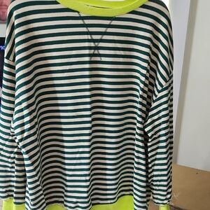 Striped Green and White Women's Top